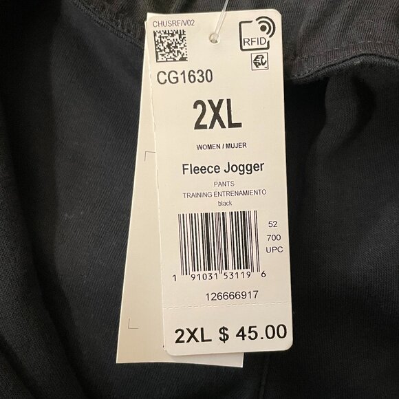 NWT Adidas Cozy Black Fleece Joggers with Pockets in Women's 2X - Picture 7 of 11